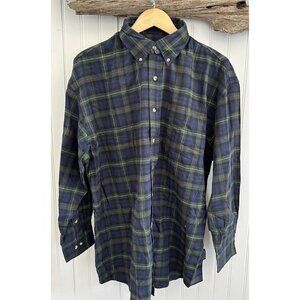 James River Outfitters Shirt Mens XL Blue Green Plaid Flannel Cotton Vintage NEW